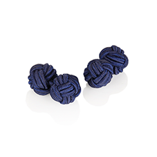 CUFFLINKS SILK KNOT DARK BLUE