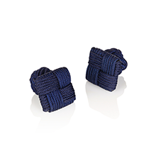 CUFFLINKS SILK KNOT SQUARE DARK BLUE