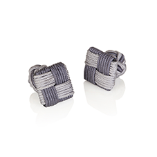 CUFFLINKS SILK KNOT SQUARE GRAY TONES