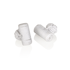 CUFFLINKS SILK KNOT CYLINDER WHITE